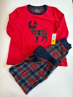 Eddie Bauer Women’s Small Red Plaid Reindeer Super Soft Pajama Set